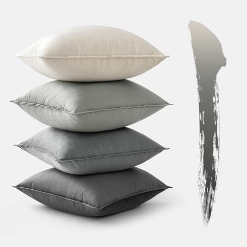 MIULEE Set de 4 Cojines de Terciopelo 40x40cm Gris - Funda para Sofá, Cama y Decoración - Licitación Terciopelo Envuelto
