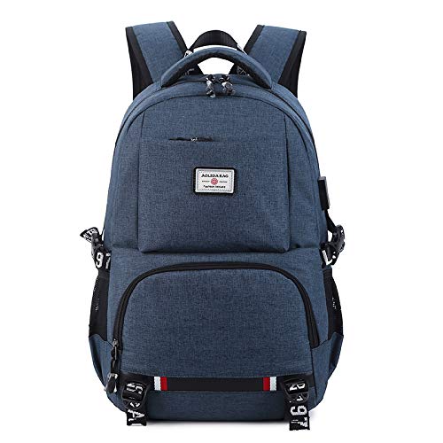 Laptop Backpack 15.6 Inch School Bags Rucksack with USB Charging Port Men Women Daypack Water Resistant Business Backpack for Work Travel and College (20L, Black)