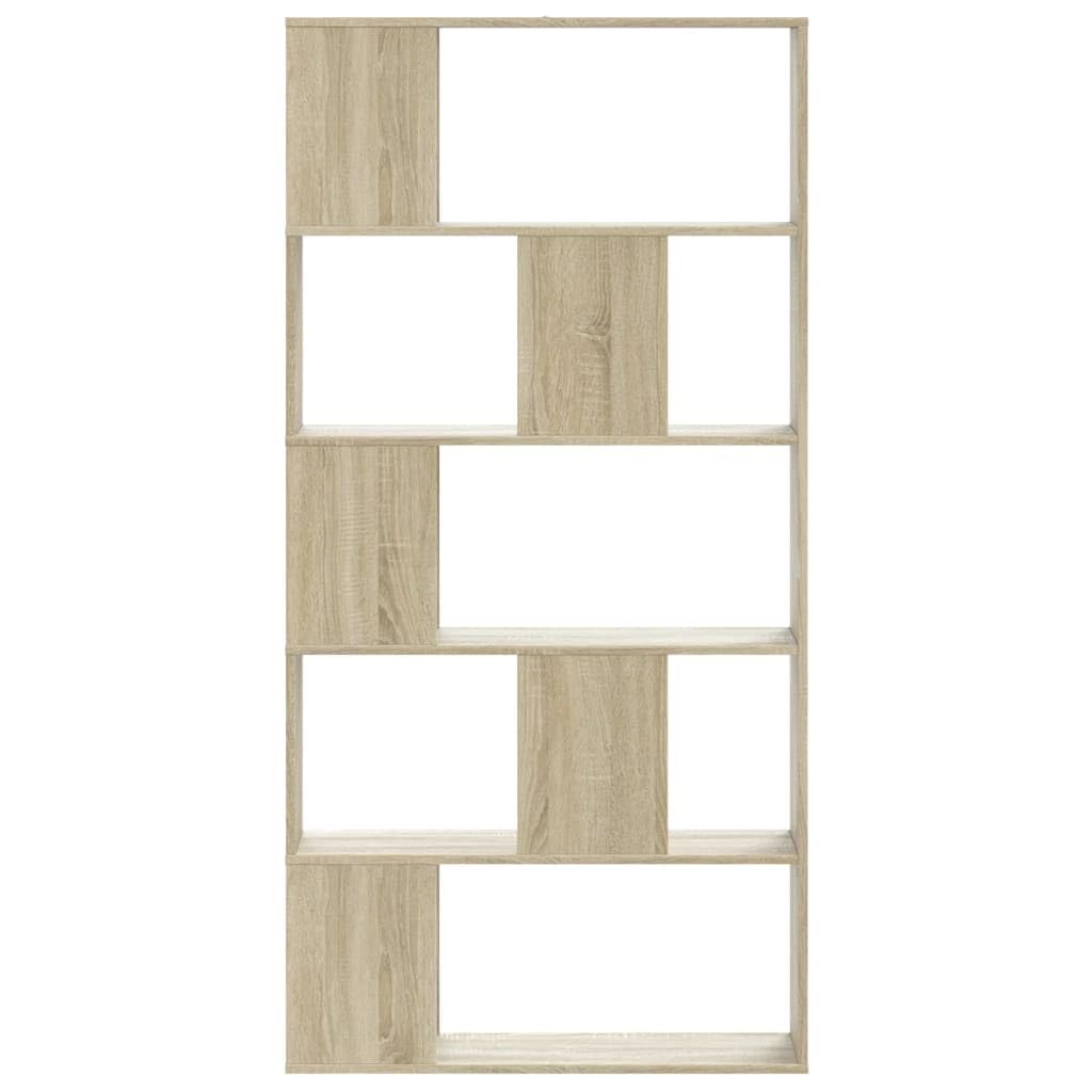 Libreria in rovere Sonoma, 5 ripiani, 80,5 x 23,5 x 162,5 cm, in legno, divisorio per ufficio, soggiorno, cameretta dei bambini