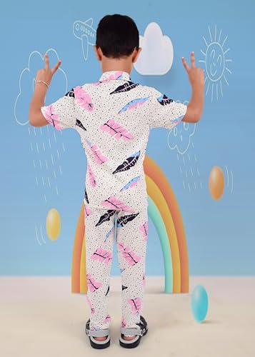 Image of 3BROS Unisex Pure Cotton Short Sleeve Kids Night Dress for Boys & Girls Nightwear /Sleepsuit /Sleepwear /Loungewear Night Suit for Boys and Girls Top and Pyjama Combo Set | JB20HS6031-Parent