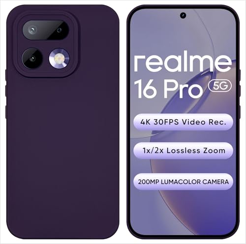 SBMS Silicone Back Cover Case for Realme 16 Pro 5G | Soft Micro-Fibre Lining Inside | Camera Protection Bump | Shockproof Back Cover Case for Realme 16 Pro 5G (Candy Cloth_Purple)