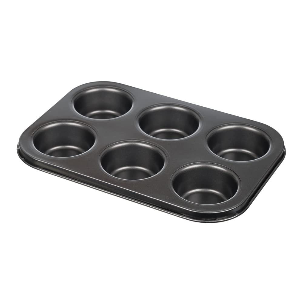Teglia Per Muffin Giganti Lets Cook, 6 Fori, Antiaderente, 32x23,5x5,5 Cm, Prodotta Nel Regno Unito