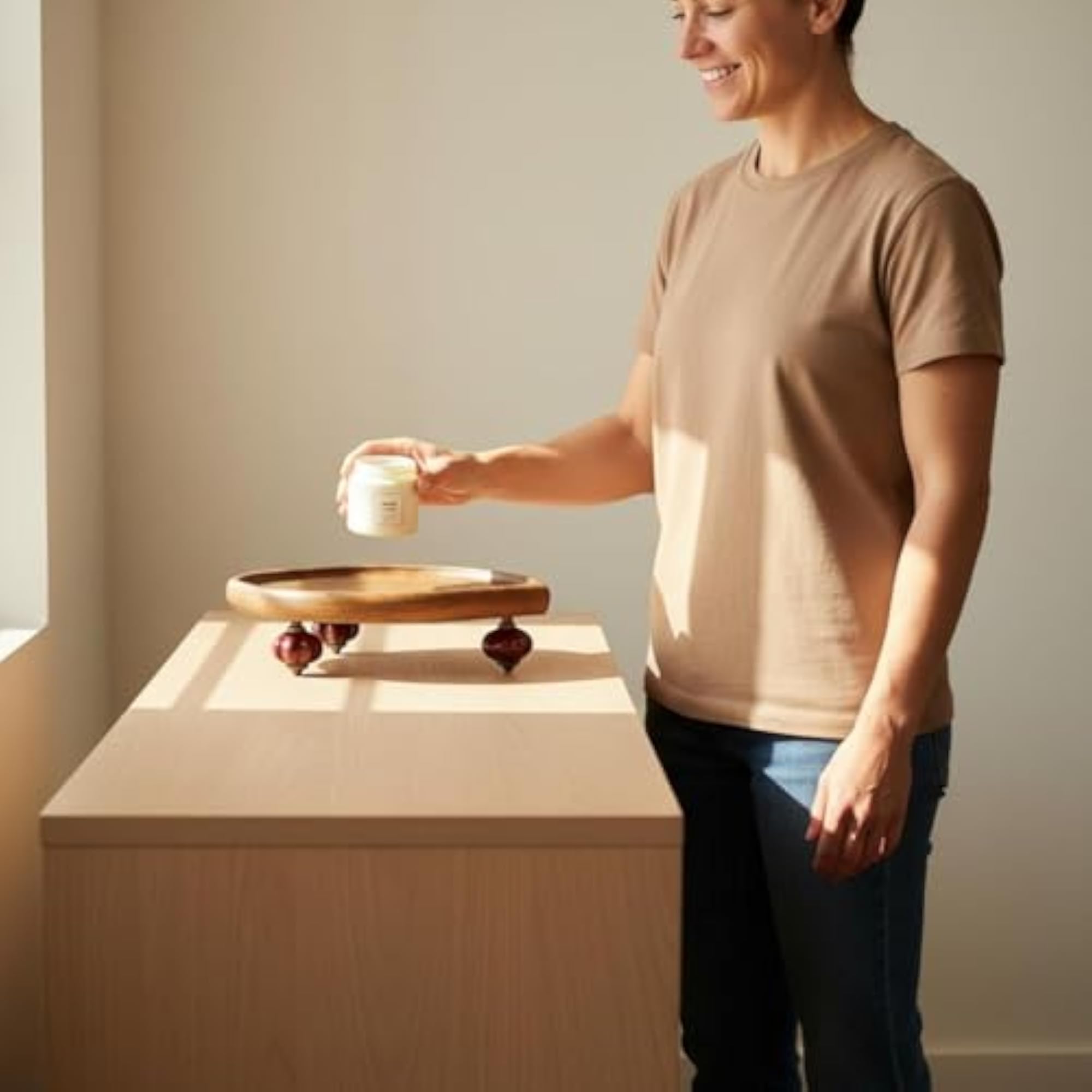 Wooden Display Tray Retro Design Vanity Organizer