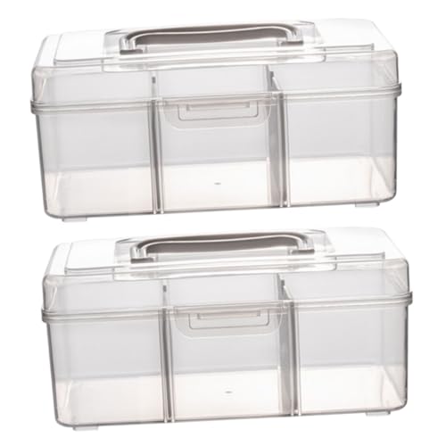 ZUNOXAZ 2 piezas Caja de Transparente con Compartimentos de Botiquín Portátil para Hogar y Viaje Organizador Duradero para Almacenaje de Medicinas y Pequeños Objetos