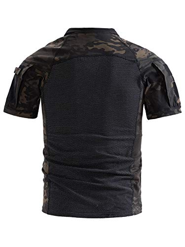 Polo táctico para hombre AKARMY de manga corta, camisa camuflada para actividades al aire libre con cremallera 1/4 miniatura 2