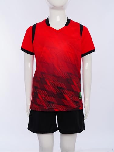 easyforever Kids Boys Quick-Drying Tracksuit Print T-Shirt with Drawstring Short Football Practice Uniform4