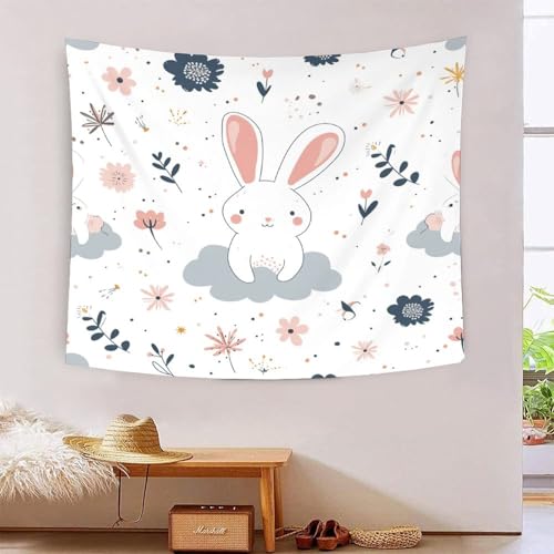 Tapisserie Lapin 3D Effet Grand Tissu Mural Salon Chambre 180x230cm