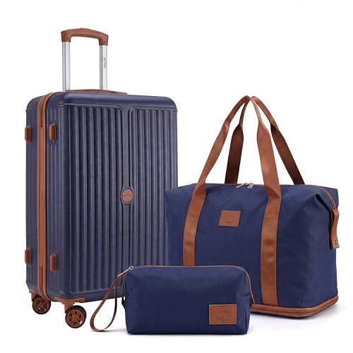 Image of Hoteel Luggage Set 3 Piece, 4-Year Warranty, Suitcases with Wheels, PC+ABS Hardshell Suitcase, TSA Lock, Including Waterproof Luggage Bag, Travel Maletas for Men & Women, Blue