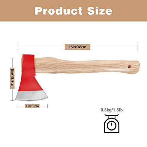 Coquimbo Wood Chopping Axe, 14 inch, Splitting Small Axe, Forged Carbon Steel Blade, and Wooden Handle Axes, for Gardening and Camping, etc. - Thumbnail 3