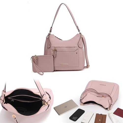 Bolso de hombro MKF Collection para mujer y bolsa de muñeca, juego de bolso de mano de cuero vegano, bolso tote con asa superior por Mia k miniatura 6