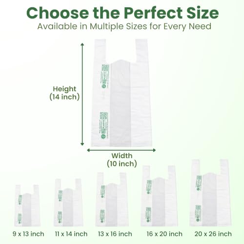 Image of ECOZ Compostable & Biodegradable Carry Bags | 10x14 Inch | Pack of 50 | Eco-Friendly Shopping Bag for Grocery, Food, Retail & Vegetables | Load 3kg Capacity | for Supermarket