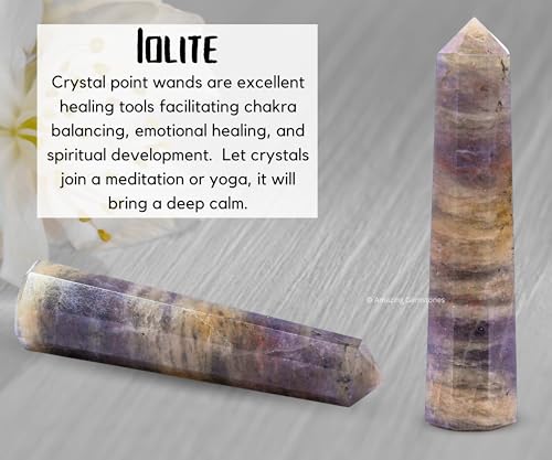 Image of Amazing Gemstone Iolite Crystal Towers - Natural Healing Crystal Point Obelisk for Reiki Healing and Crystal Grid (3 inch to 4 inch INCH)