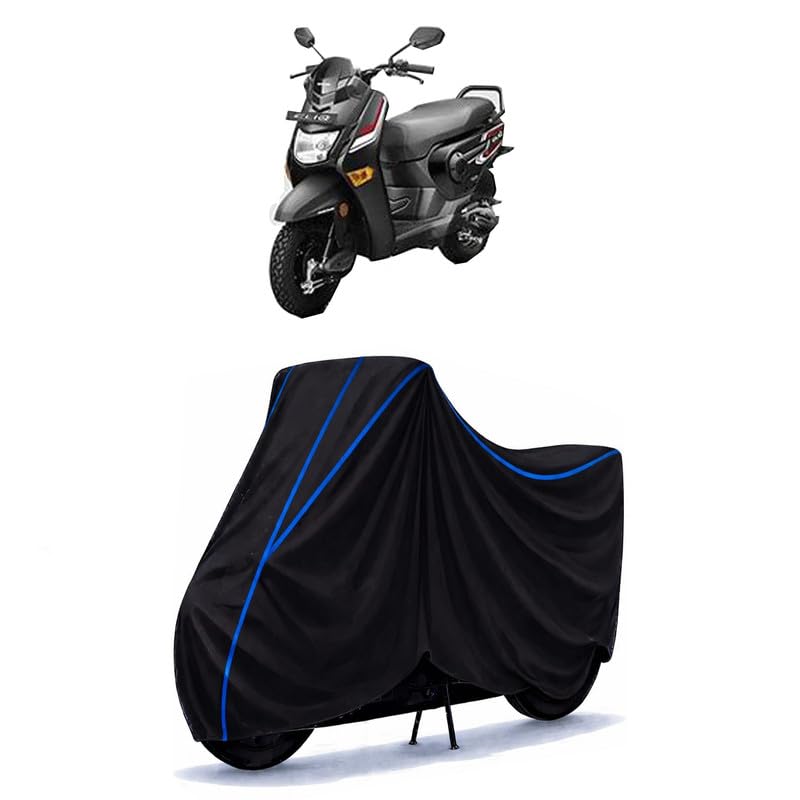 Image of Scooty Cover Water Resistant for CliQ 110 CC | Universal Scooter & Bike Cover | Heavy Duty UV Dust, Rain & Scratch Protection | Elastic Fit All Weather Indoor Outdoor | Black with Blue Piping