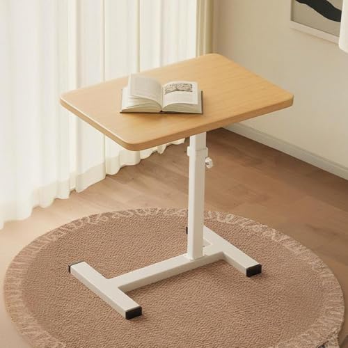 Mesa con Ruedas Bandeja Inclinable para Portátil, Mesita De Noche Móvil Y Mesa Inclinable, con Estructura Ajustable En Altura Y Longitud(Beige)