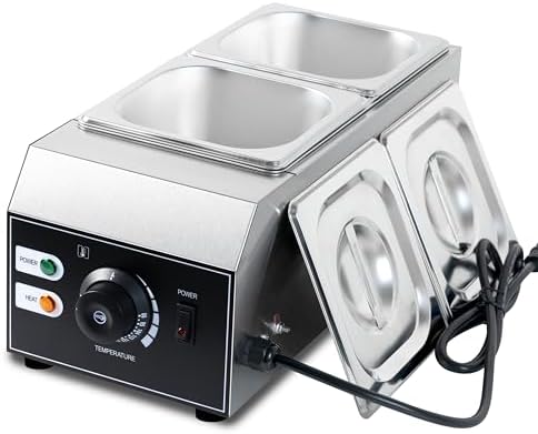110V chocolate tempering machine,Cheese melting machine,9 Lbs 2 Tanks Chocolate Melting Pot with Temp Control,Stainless Steel,1000W Electric Commercial chocolate/Sauce Warmer pot. — view 7