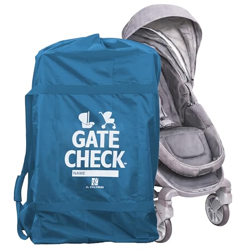 J.L. Childress Gate Check Bag for Single & Double Strollers - Stroller Bag for Airplane - Large Stroller Travel Bag for Airplane - Air Travel Stroller Bag - Blue