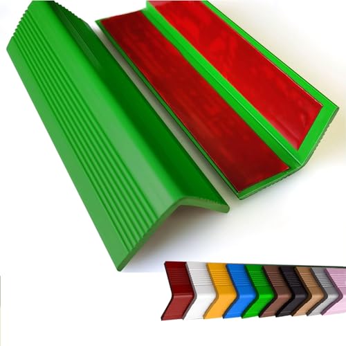 Perfil de PVC Autoadhesivo de Borde para Escaleras, 100 x 4 x 4 cm Flexible en Forma de L para Borde Protector, Non-Slip and Waterproof(Green)