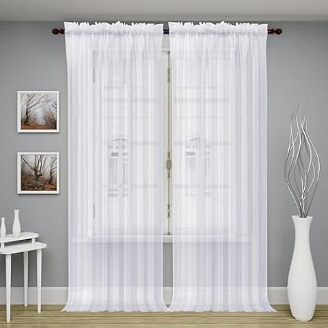 Oakias White Sheer Curtains 84 Inches Long 2 Panels Set – 54" W x 84" L Window Sheer Curtains – Rod Pocket Voile Curtains for Living Room & Bedroom – Lightweight Sheer Drapes for Indoors & Outdoors Cover