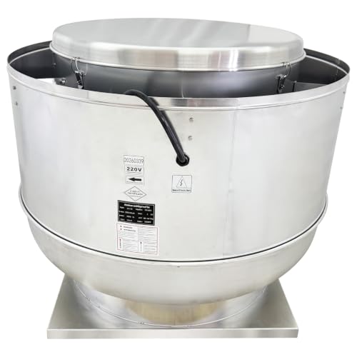 Ventilador de techo centrífugo industrial de extracción 220V 3 fases | Carcasa de aluminio, IP55 resistente al clima, flujo de aire 13,930–24,390 m3/h, para bodegas, talleres, restaurantes y estacionamientos miniatura 2