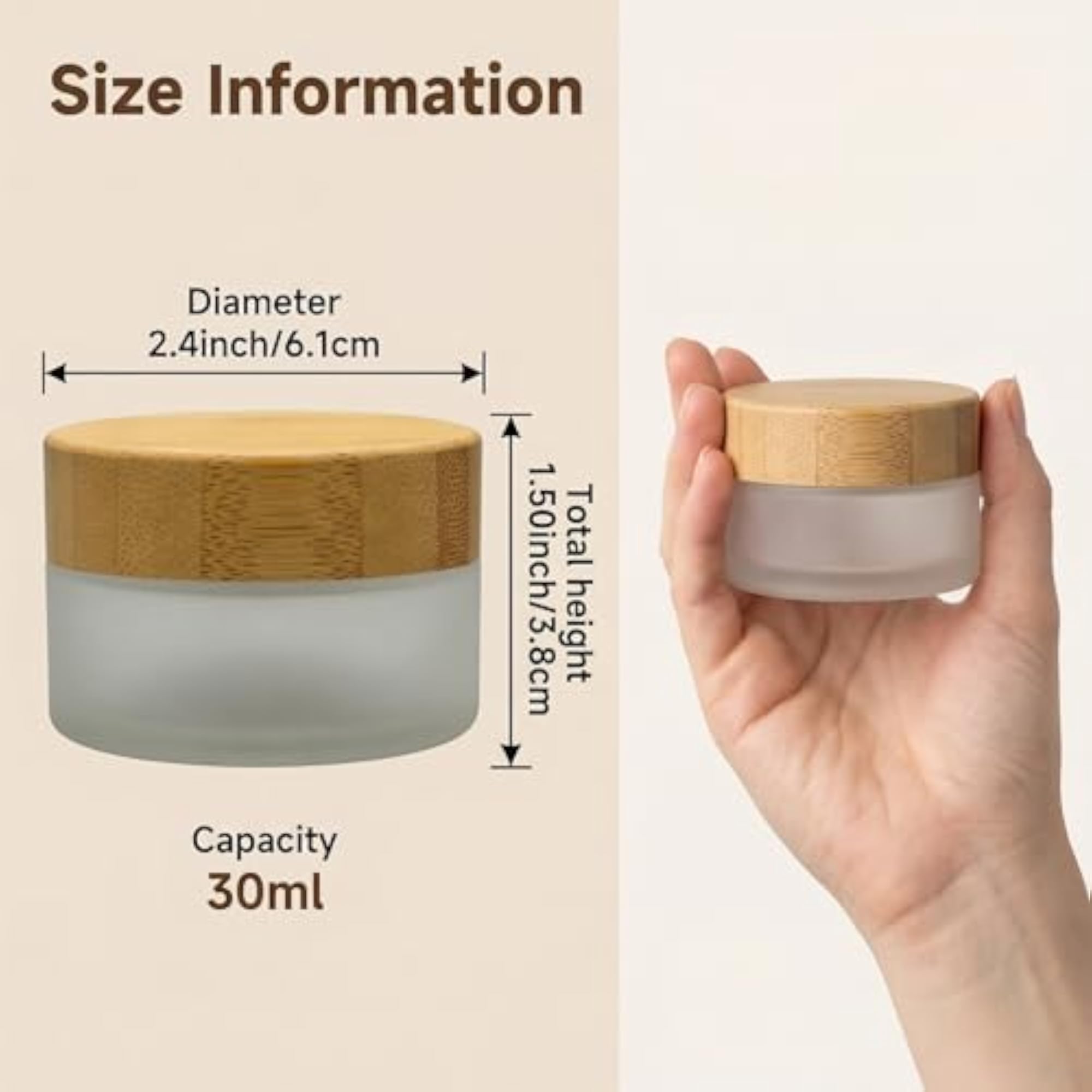 Bamboo Lid Frosted Glass Bottle, 30ml
