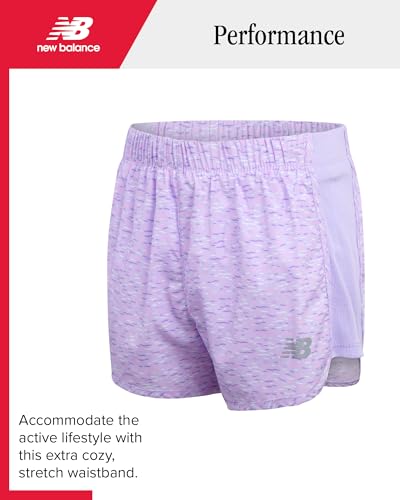 New Balance Conjunto de shorts ativos para meninas - Camiseta e shorts canelados de desempenho de 2
