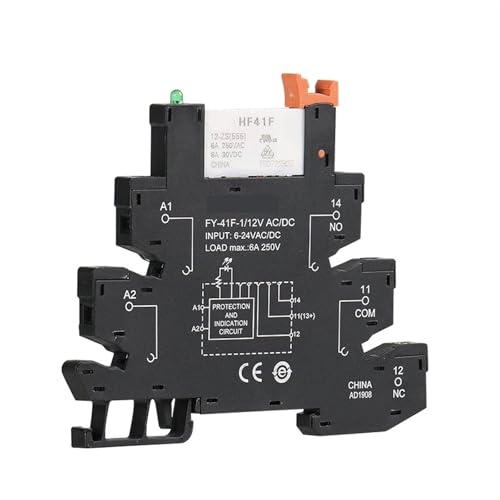 Relais mince pour rail DIN anti-surchauffe tableau 230V 6A