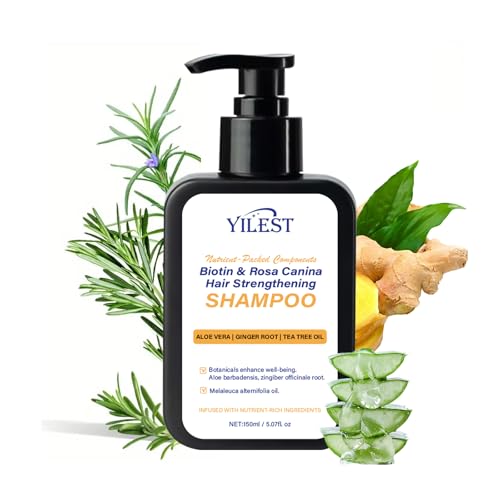 Rosemary Shampoo Against Hair Loss & for Hair Growth - Rosemary Shampoo with Biotin, Aloe Vera & Ginger Vegan for Men and Women, 150 ml