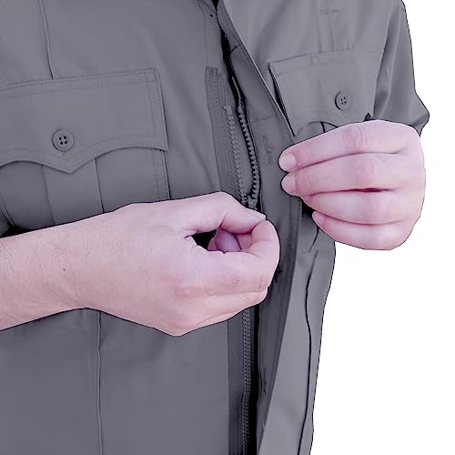 Image of First Class 100% Polyester Short & Long Sleeve Zippered Uniform Shirt 4 Pocket Hidden, Law Enforcement BDU Zipper Closure.