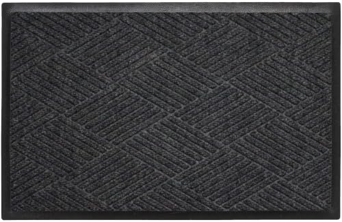 Image of WaterHog Max Diamonds Front Door Mat Indoor Outdoor Entrance, All-Weather Heavy Duty Commercial Doormat, Non-Slip Rubber Backing, Dirt & Moisture Trapper, Low Profile, Made in USA, 24 inchx35 inch Black Smoke