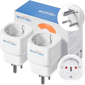 Bigfish Reiseadapter Typ D 2 Pack, Reiseadapter Indien, Reiseadapter Sri Lanka (teilweise), Typ D Adapter für EU zu Indien/Nepal/Sri Lanka (teilweise), Weiß