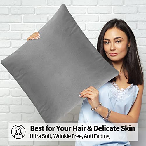 Nexcover Velvet Pillow Covers - Pack Of 2 Pillowcases, 12 X 12 Inch Throw Pillow Cover, Decorative Square Pillowcase, Soft Cushion Case, Fade Resistant Pillow Case For Bedroom, Sofa, Couch, Grey #TOP4