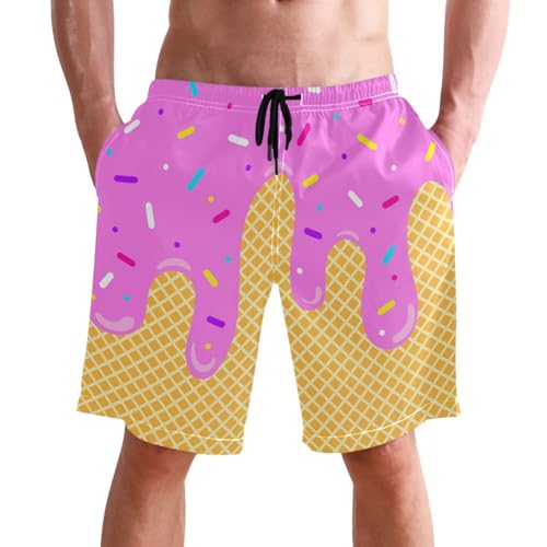 Men's Swim Trunks Quick Dry Swimming Shorts with Mesh Lining and Pocket Pink Christmas Santa Claus Swimsuit Trunks