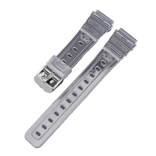 WTNZBAEM Bracelet de montre en silicone TPU transparent et coloré for Casio F-91W/F84/F105/108 A-158/168 AE-1200/1300, 18 mm(Transparent 01)