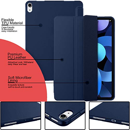 Image of DuraSafe Cases for iPad Air 6th Air 11 2024 Air 5th 2022 Air 4th 2020 Gen [iPad Air 6 /5 / 4 /11 ] A2588 A2316 MM6R3HN /A MM6T3HN /A MYHX2HN /A Shock Proof Dual Angle Stand Cover - Navy Blue