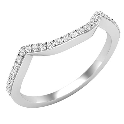 Dazzlingrock Collection 0.15 Cttw Round Cubic Zirconia Womens Stackable Contour Guard Wedding Band, Available In 10K/14K/18K Solid Gold & 925 Sterling Silver