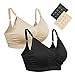 Price comparison product image Aigori Nursing Bras Pack of 2, Seamless Wirefree Maternity Bra for Motherhood Pregnancy Breastfeeding Sleeping with Extenders L Black +Beige