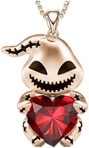TCB Creations Oogie Boogie Character Red Heart Charm Metal Pendant Necklace