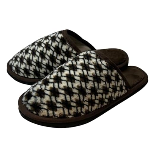 Pantufa Feminina Chinelo de Quarto Solado Antiderrapante Tradicional Atoalhado Quentinho Ideal Para Ficar em Casa Home Office (Xadres Marrom, BR, Adulto, Faixa Numérico, 37, 38)
