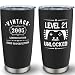 Louasedh 21st Birthday Gifts for Him, Gift for 21 Year Old Male, 21 Year Old Birthday Gifts for Men, Vintage 2005 Cheers To 21 Years, Turning 21 Bday Gift for Boy 20oz Tumbler