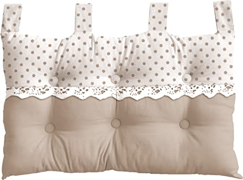 Enjoy Home, Tête de Lit Imprimée en Coton et Pattes Boutonnées, 100 % Coton, Lavable à la main, 70 x 45 cm, 4 Pattes pour Suspendre la Tête de Lit, Tissu certifié Oeko Tex, en Polyester, Naturel