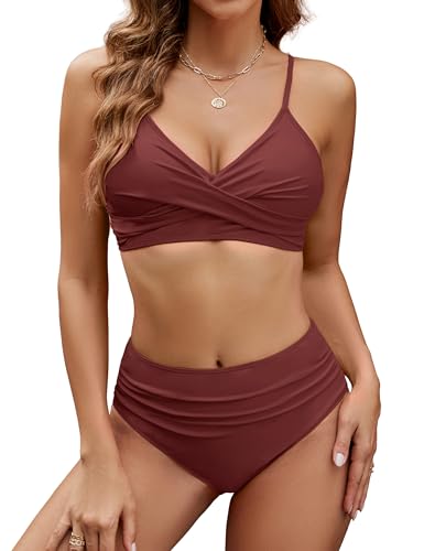 Edelqual Women's High Waisted Bikini Sets Swimsuit V Neck Bathing Suit 2026