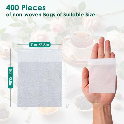 Miniatura 4 de Vinabo 400 Bolsas Infusor De Te, Filtro De Té Colador Te Bolsas De Te De 7 X 9 Cm Con Cordón, Infusionador De Te Para Té De Hojas Sueltas, Té Aromatizado, Especias, Hierbas, Condimentos Y Más