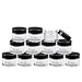 Encheng 30 Pack of 2 oz Clear Round Glass Jars,with Inner Liners and black Lids,Empty Cosmetic Containers,Cream jars â€¦