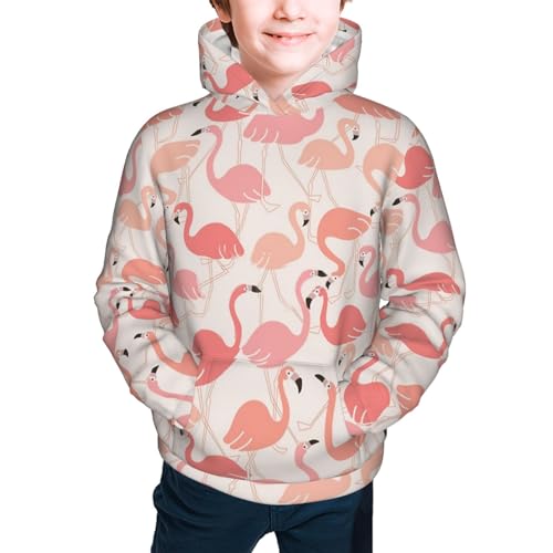 Pink Flamingo Boy, Girls Sports Shirt Youth Pullover Fashion Hooded Sweatshirt