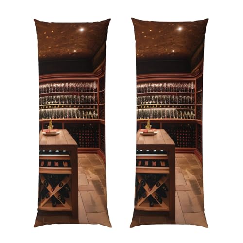 Housse de coussin de corps imprimée cave à vin en microfibre douce pour lit