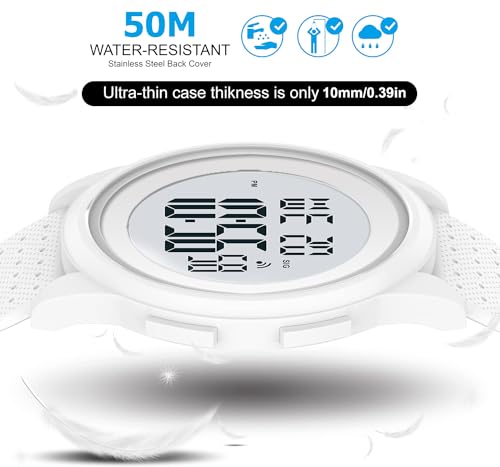 Stylish Waterproof Digital Watch for Men and Women with Large Display, Ultra-Thin Design, Rubber Strap, and Sports Features - Image 2