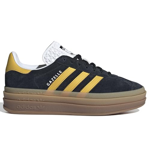 adidas Women's Gazelle Bold Shoes Sneaker, Core Black/Bold Gold/Cloud White, Size 7.52