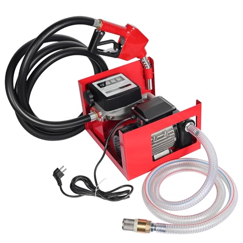 Wiltec Heizöl- und Dieselpumpe 230V/750W 80l/min selbstansaugend Pumpe mit automatischer Pistole, Kraftstoffpumpe, Absaugpumpe