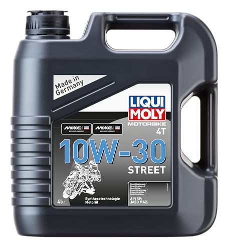 LIQUI MOLY Olio motore Motorbike 4T 10W-30 Olio parzialmente sintetico olio 4 L CompatibilitĂ con YAMAHA MOTORCYCLES YZF-R YBR NEOS BT BWs