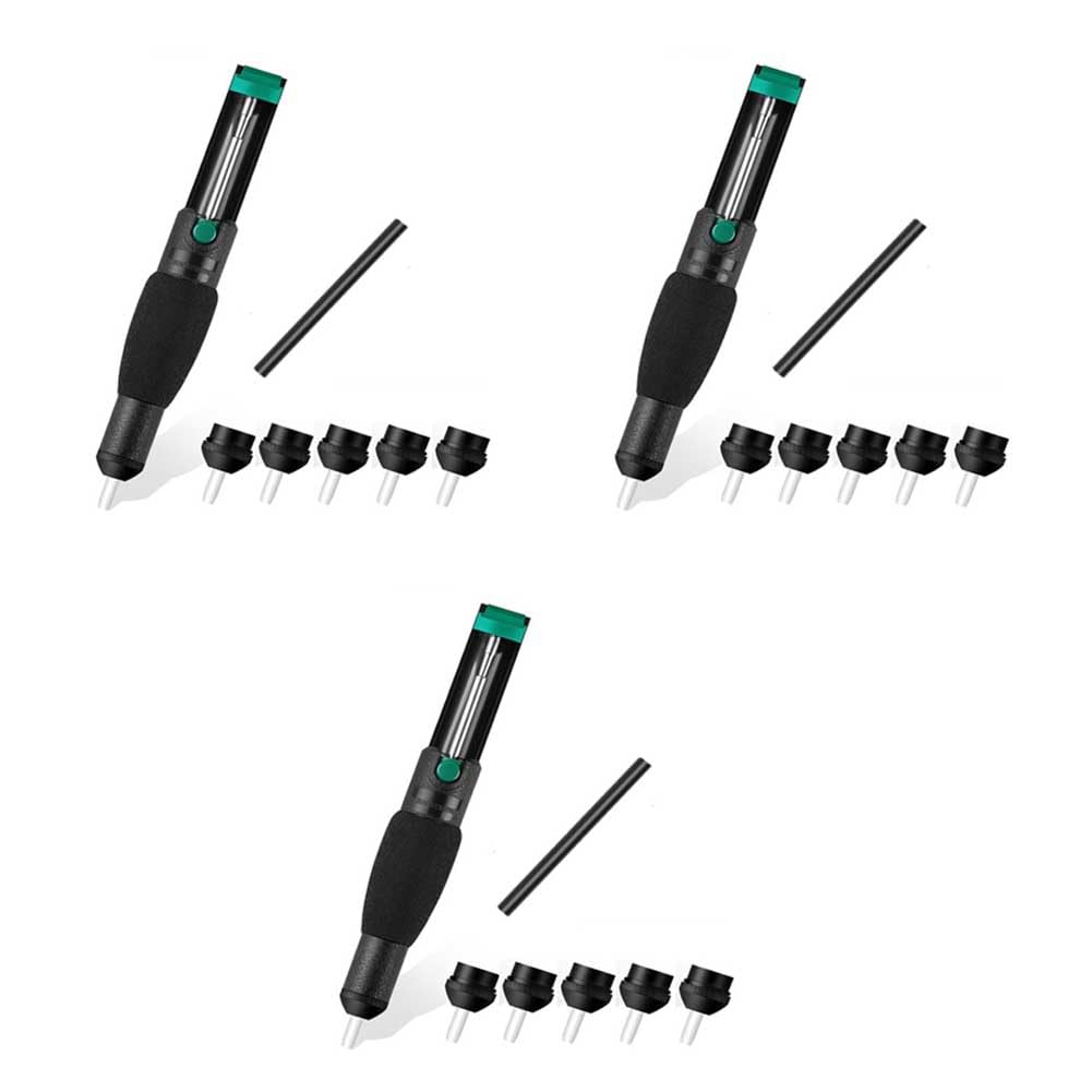 Ctrlzs Double Ring Desoldering Suction Pump Plastic Powerful Solder Suction Vacuum Sucker Desolder With Extra 15 Nozzles